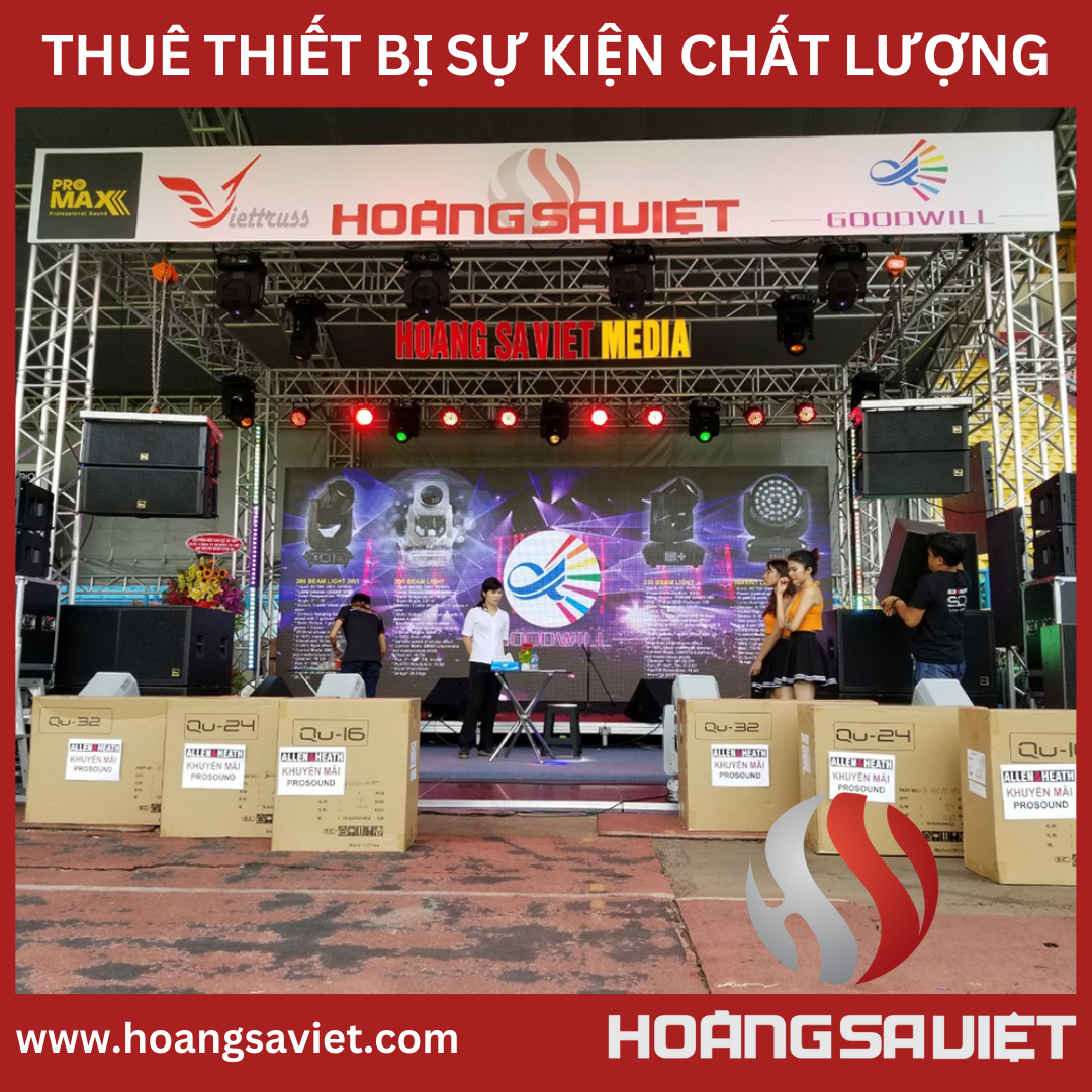 Gian hàng triển lãm thiết bị âm thanh ánh sáng tại Prosound Vietnam 2019 của công ty Hoàng Sa Việt