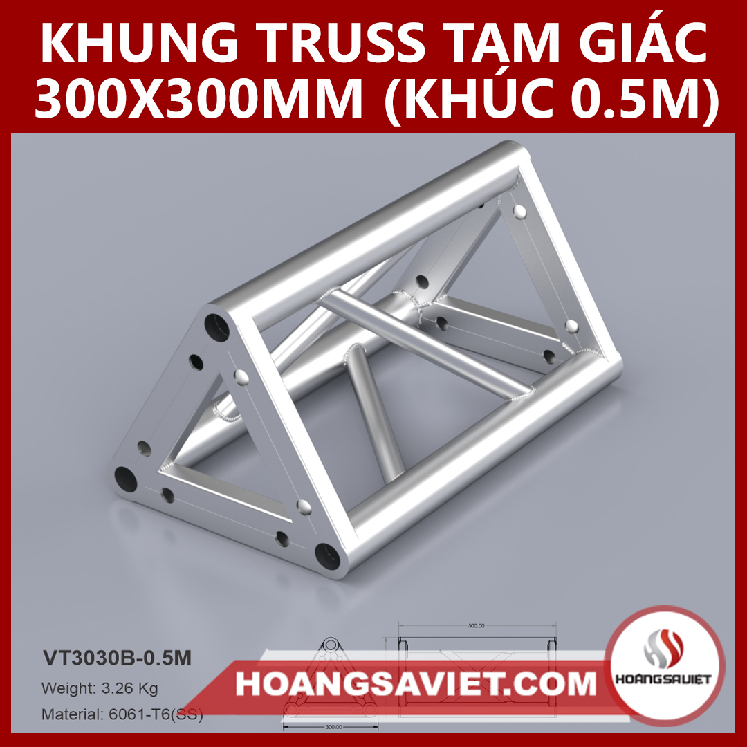 Khung Truss 300x300mm (Khúc 0.5m) VT3030B_0.5m (tam Giác)