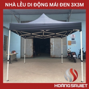 Nhà Lều Di Động Khung Lục Giác Mái Đen 3X3M