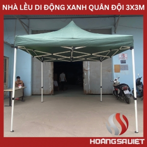 Nhà Lều Di Động Khung Lục Giác Mái Xanh Lá 3X3M